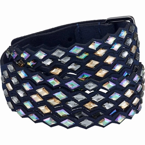 Swarovski Women's Bracelet - Power Blue Alcantara Fabric and Crystals | 5572735