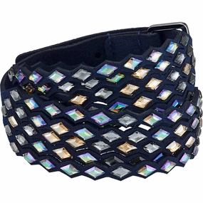 Swarovski Women's Bracelet - Power Blue Alcantara Fabric and Crystals | 5572735