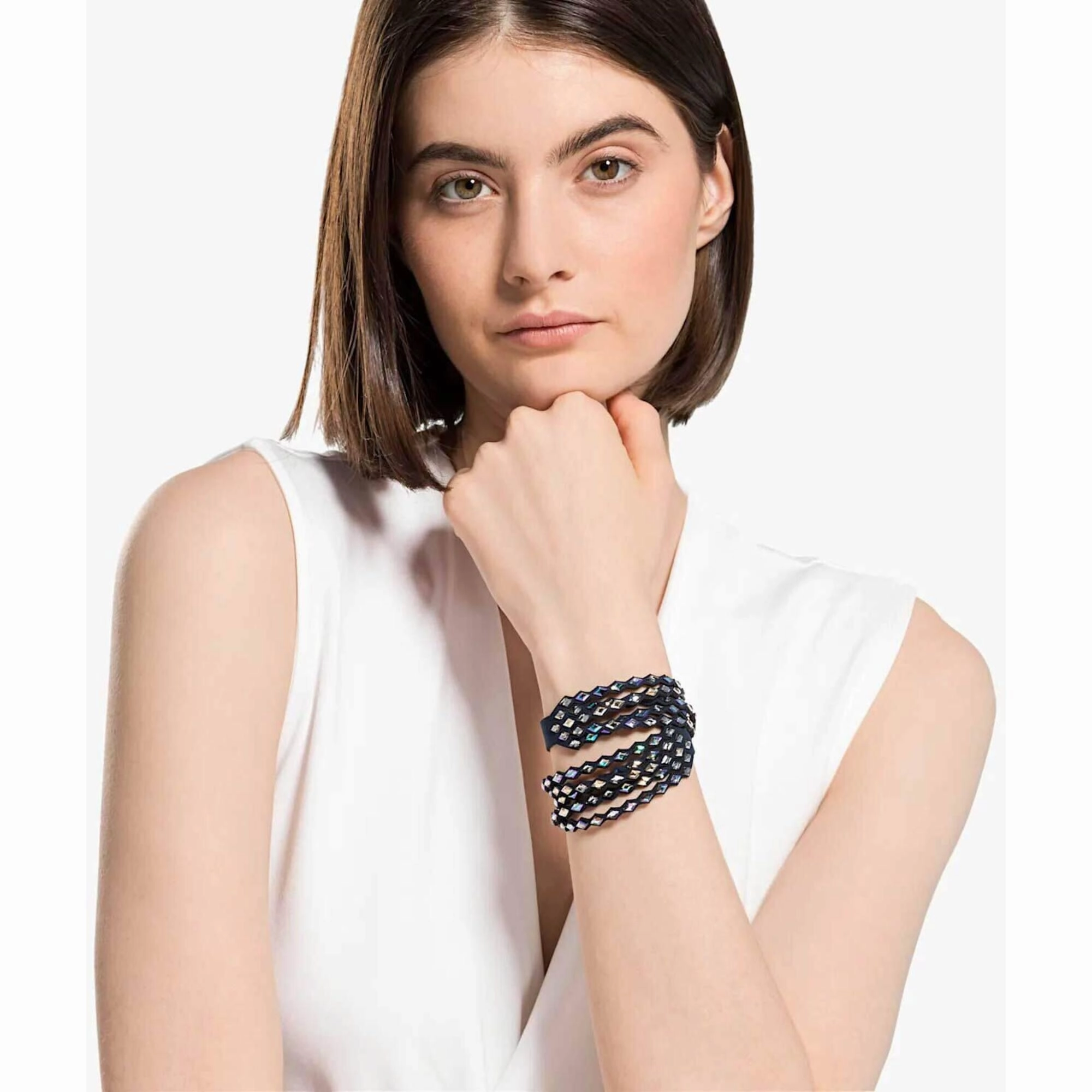 Swarovski Women's Bracelet - Power Blue Alcantara Fabric and Crystals | 5572735