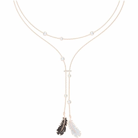 Swarovski Women's Necklace - Naughty Double Wrap Feather Rose Gold Plated | 5495290
