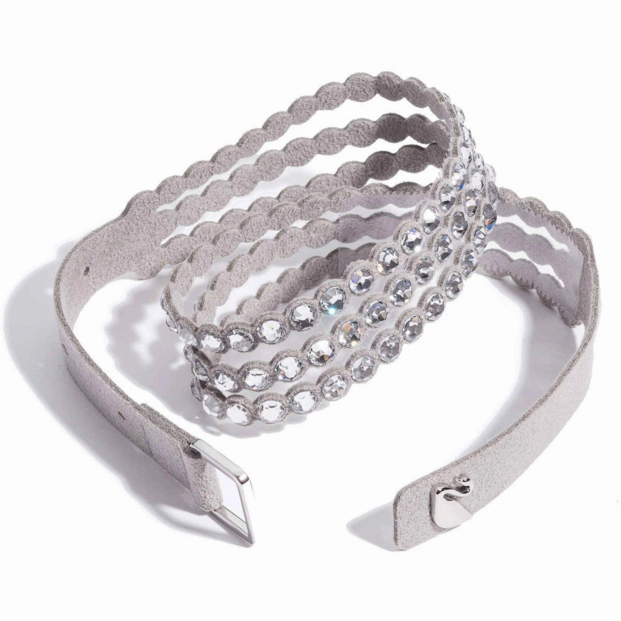 Swarovski Women's Wrap Bracelet - Power Slake Light Grey Alcantra Fabric | 5515991