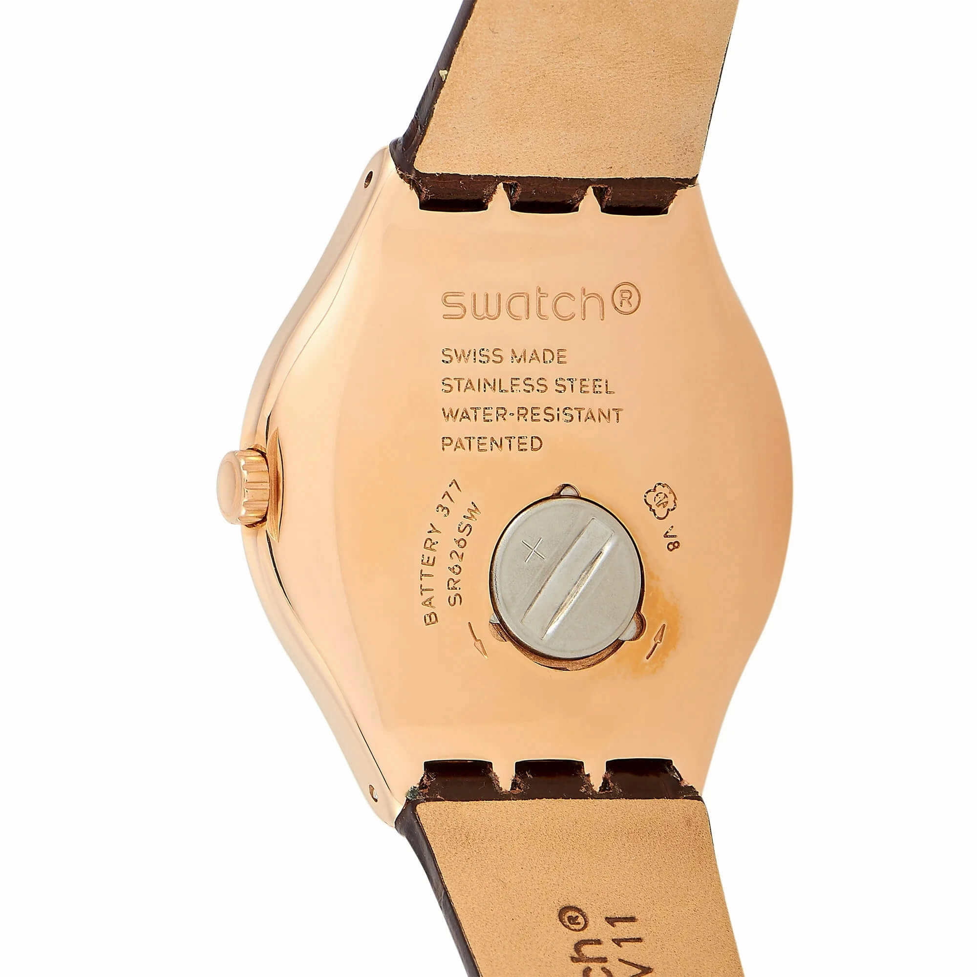 Swatch Men's Watch - Irony Harmonieuse Quartz Dark Brown Dial Leather Strap | YWG406