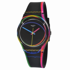 Swatch Women's Watch - Monthly Drops Red Shore Black Dial Silicone Strap | GB333