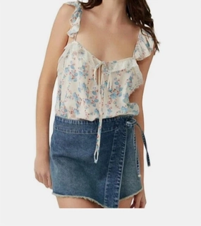 Take It Away Bodysuit In Ivory Blue Floral