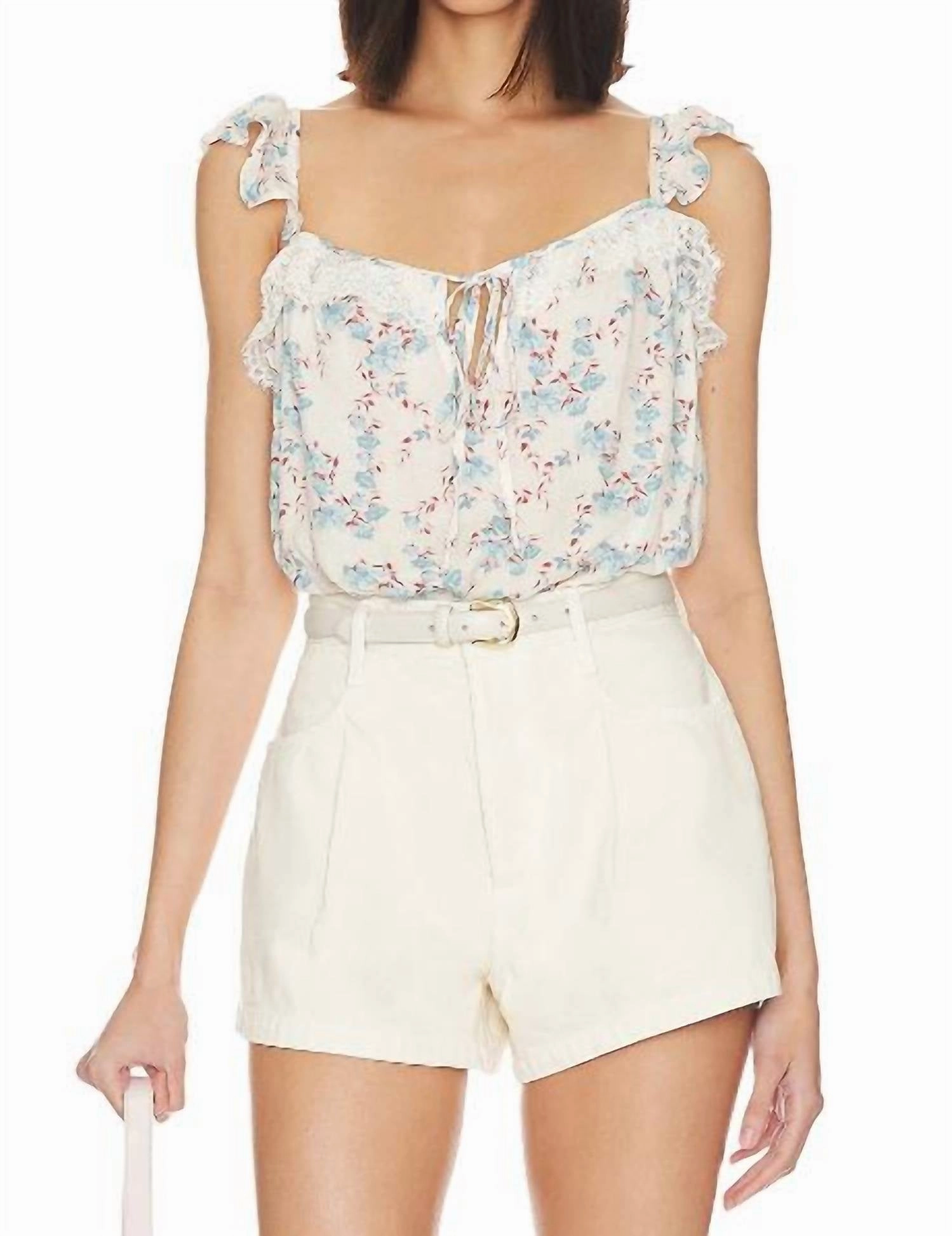 Take It Away Bodysuit In Ivory Blue Floral