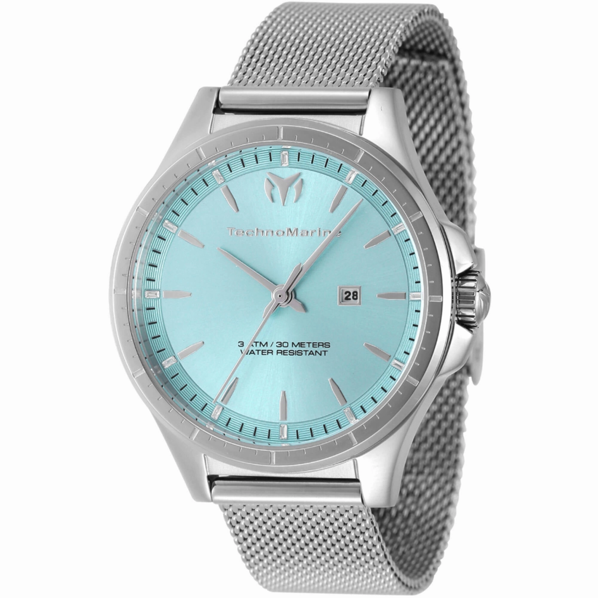 Technomarine Women's Watch - MoonSun Quartz Light Blue Dial Mesh Bracelet | TM-822035