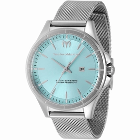 Technomarine Women's Watch - MoonSun Quartz Light Blue Dial Mesh Bracelet | TM-822035