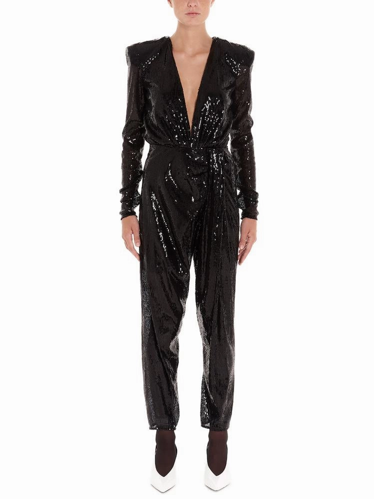 The Attico Sequined V-Neck Jumpsuit