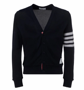 Thom Browne 4-Bar Striped V-Neck Cardigan