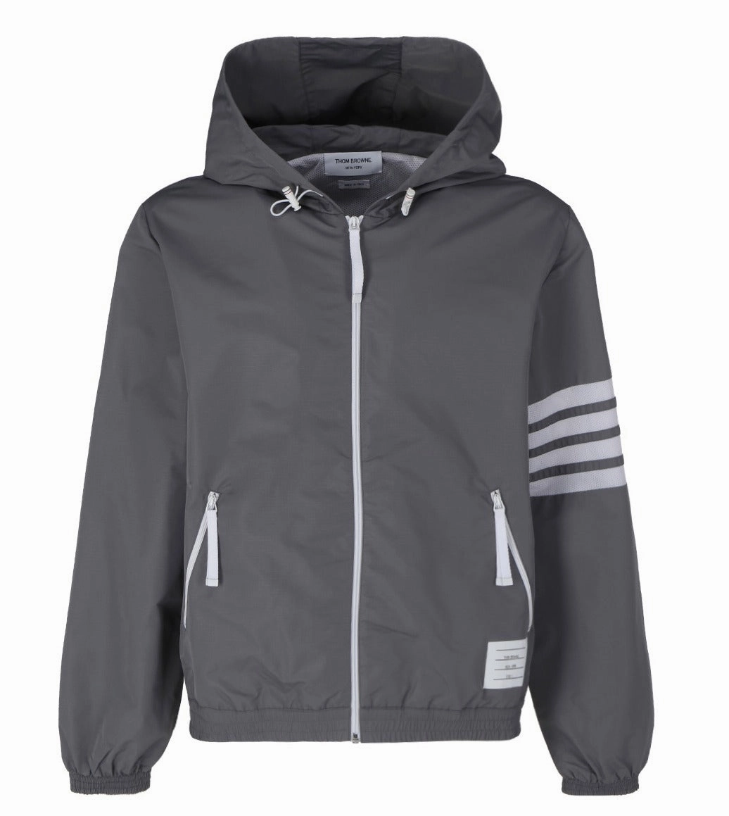 Thom Browne Ripstop Mesh 4-Bar Hooded Zip-Up Jacket