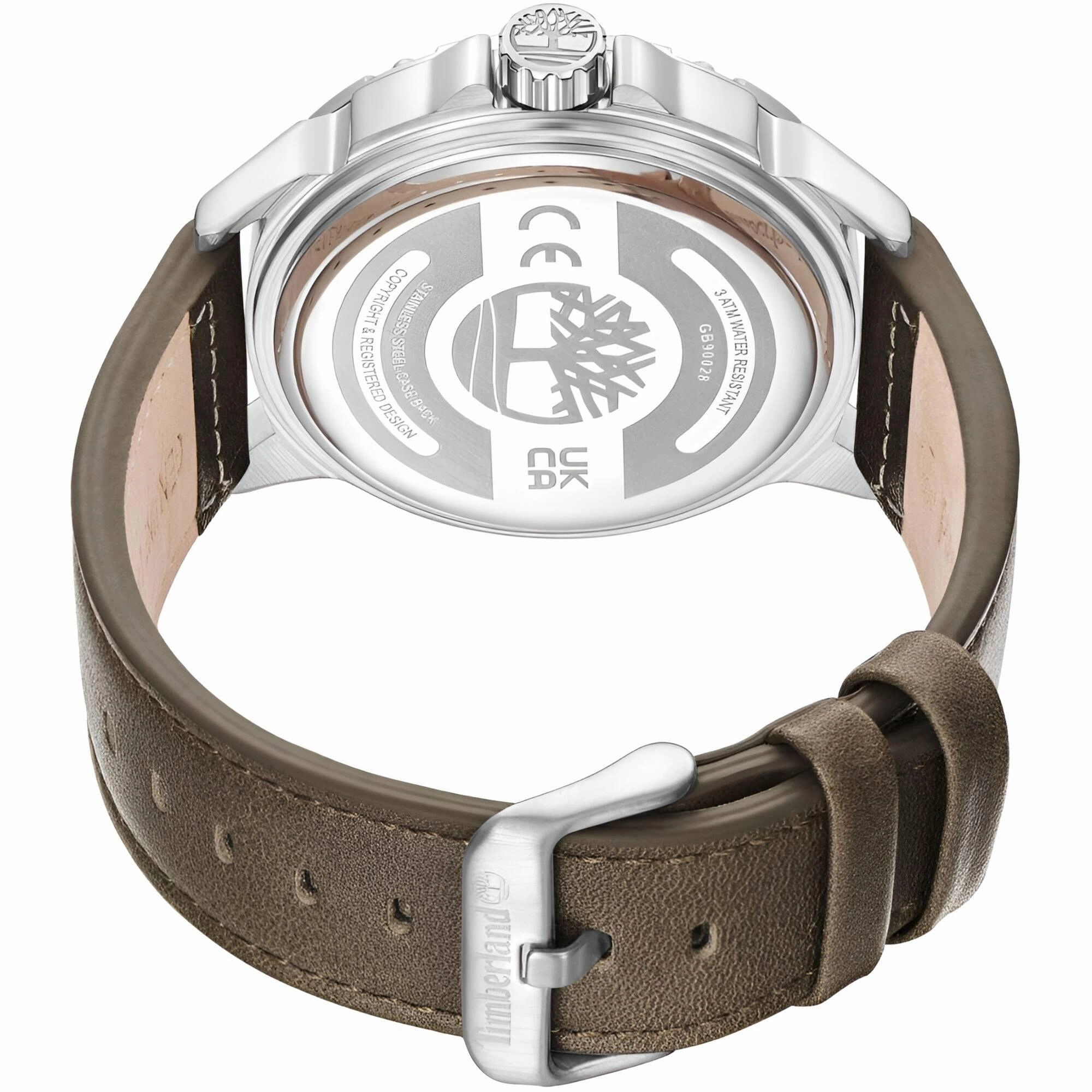 Timberland Men's Watch - Quartz Grey Dial Brown Genuine Leather Strap | TDWGB9002801