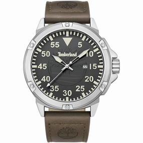 Timberland Men's Watch - Quartz Grey Dial Brown Genuine Leather Strap | TDWGB9002801