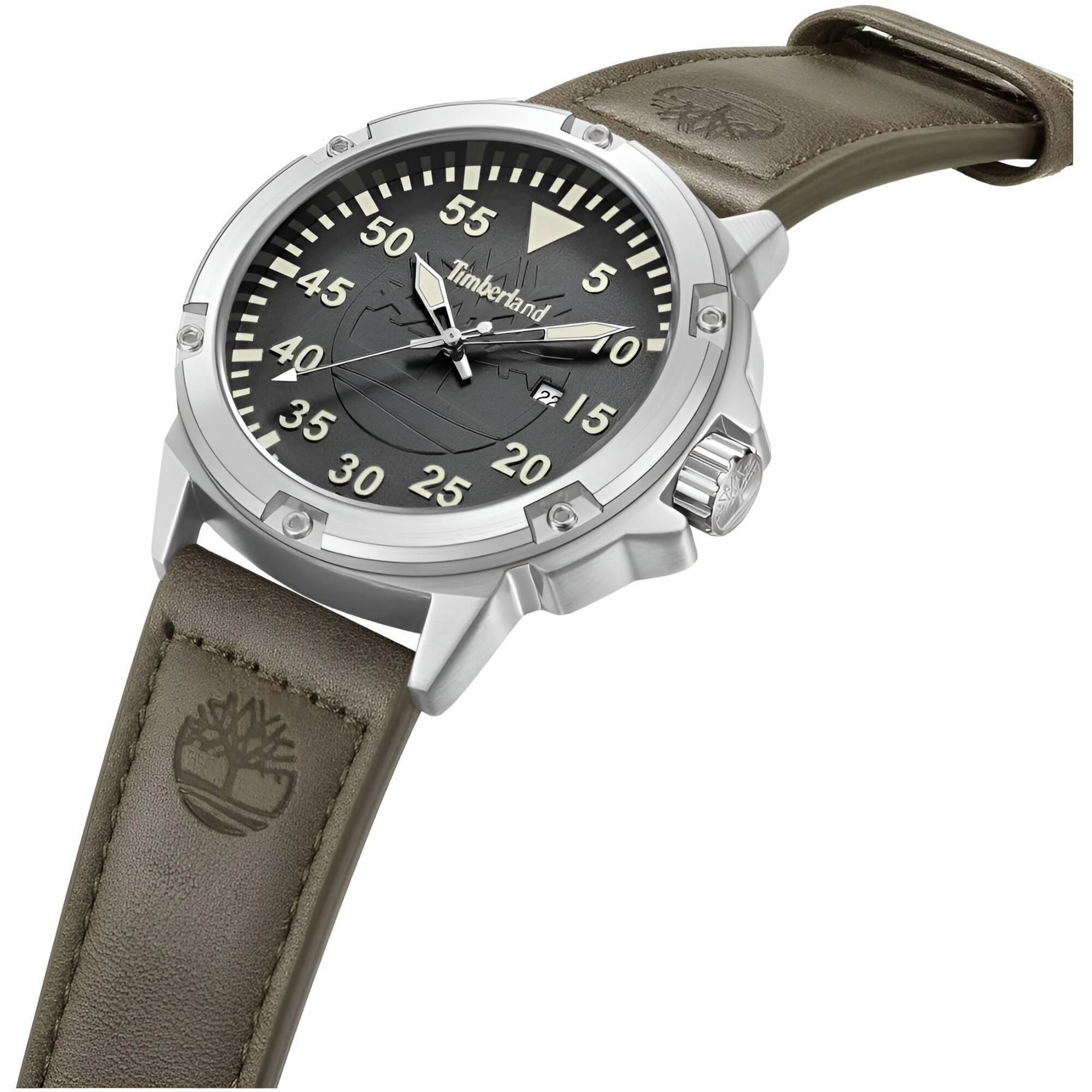 Timberland Men's Watch - Quartz Grey Dial Brown Genuine Leather Strap | TDWGB9002801