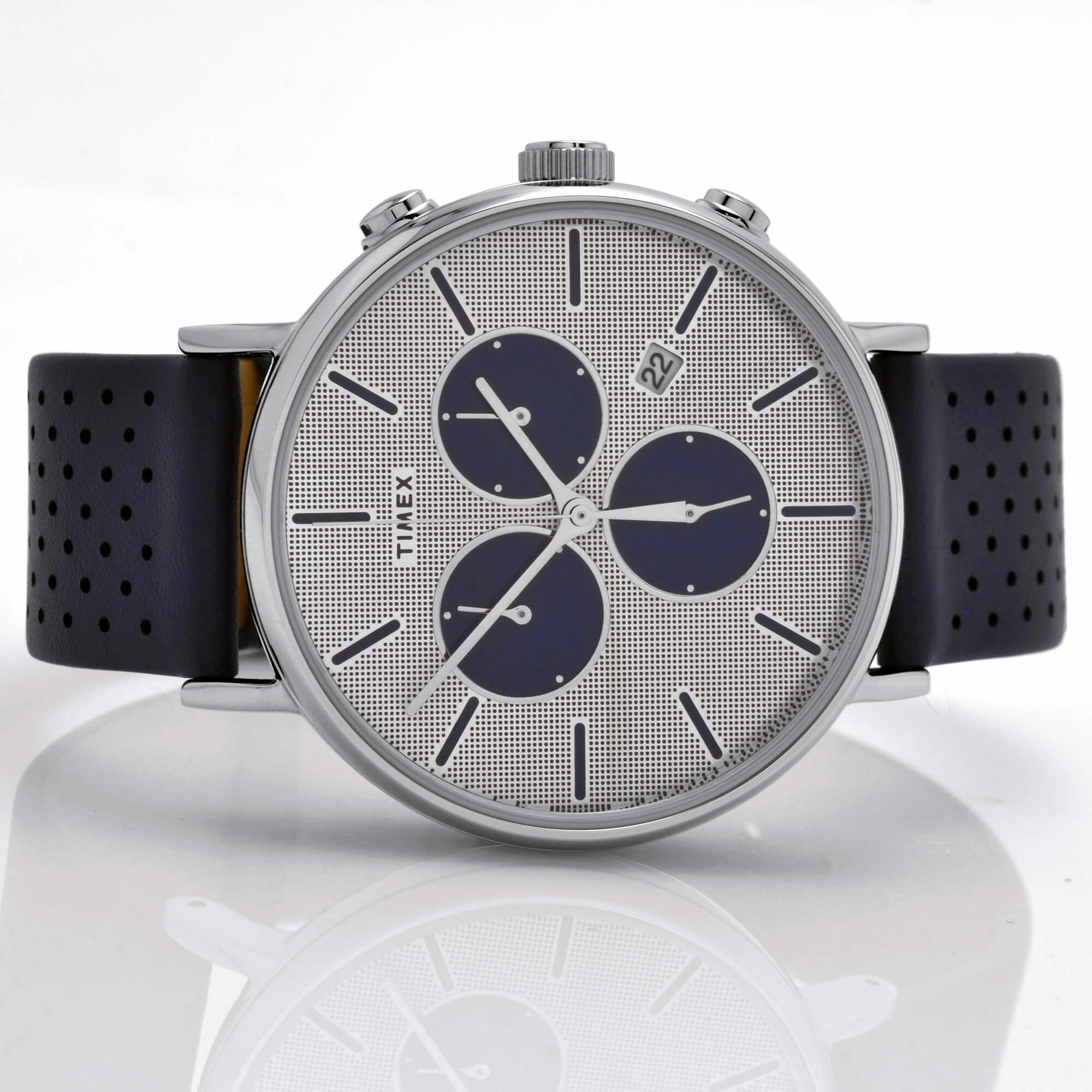 Timex Men's Watch - Fairfield Supernova Quartz Silver Dial Leather Strap | TW2R97700