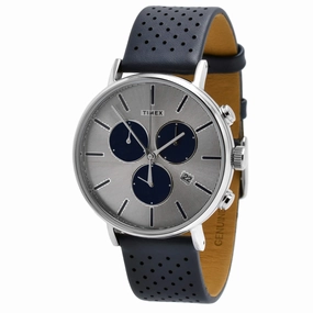 Timex Men's Watch - Fairfield Supernova Quartz Silver Dial Leather Strap | TW2R97700