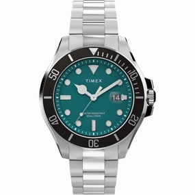 Timex Men's Watch - Harborside Coast Green Dial Silver Tone Bracelet | TW2V91900VQ