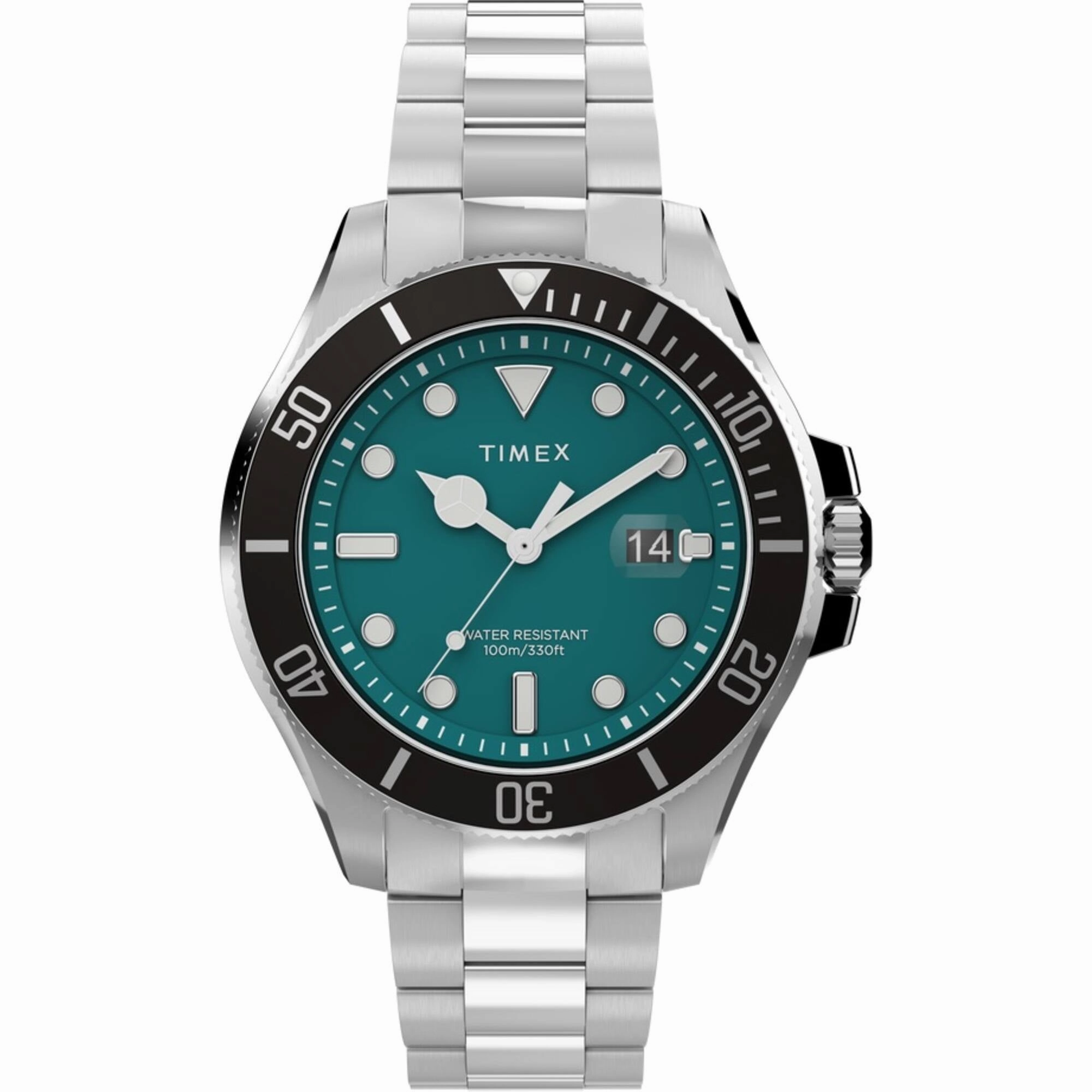 Timex Men's Watch - Harborside Coast Green Dial Silver Tone Bracelet | TW2V91900VQ