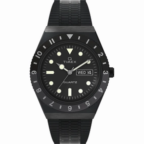 Timex Men's Watch - Q Day-Date Black Stainless Steel Bracelet Quartz TW2U61600