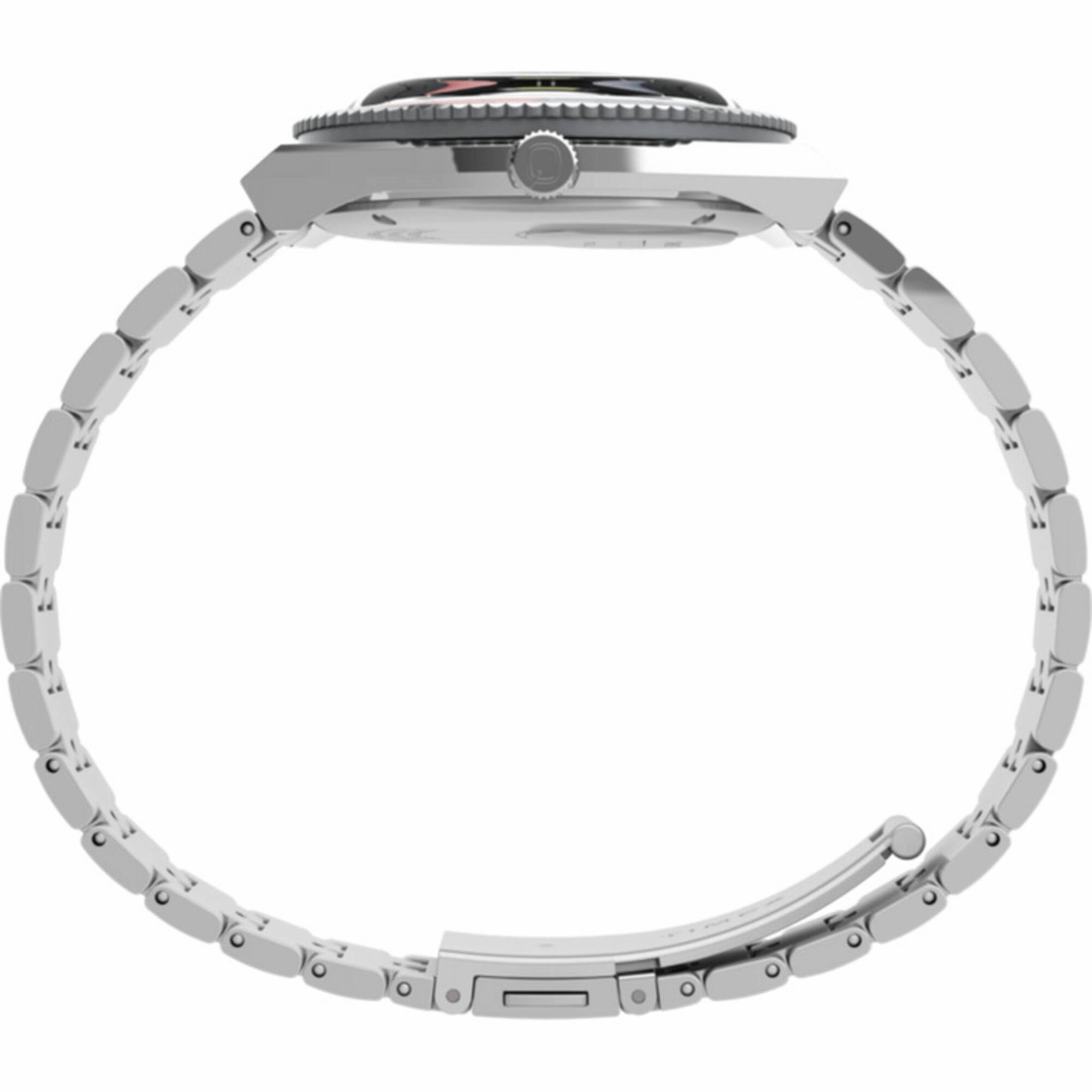 Timex Men's Watch - Q Timex GMT Black Dial Silver Tone Bracelet Quartz | TW2V38000VQ