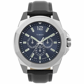 Timex Men's Watch Essex Quartz Blue Dial Leather Strap Watch | TW2V43200