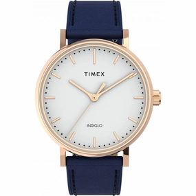 Timex Women's Watch - Fairfield White Dial Blue Leather Strap Quartz | TW2U95900VQ