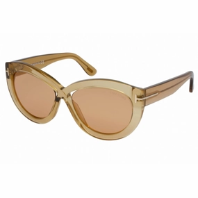 Tom Ford Women's Sunglasses - Shiny Light Brown Plastic Cat Eye Frame | FT0577 45E
