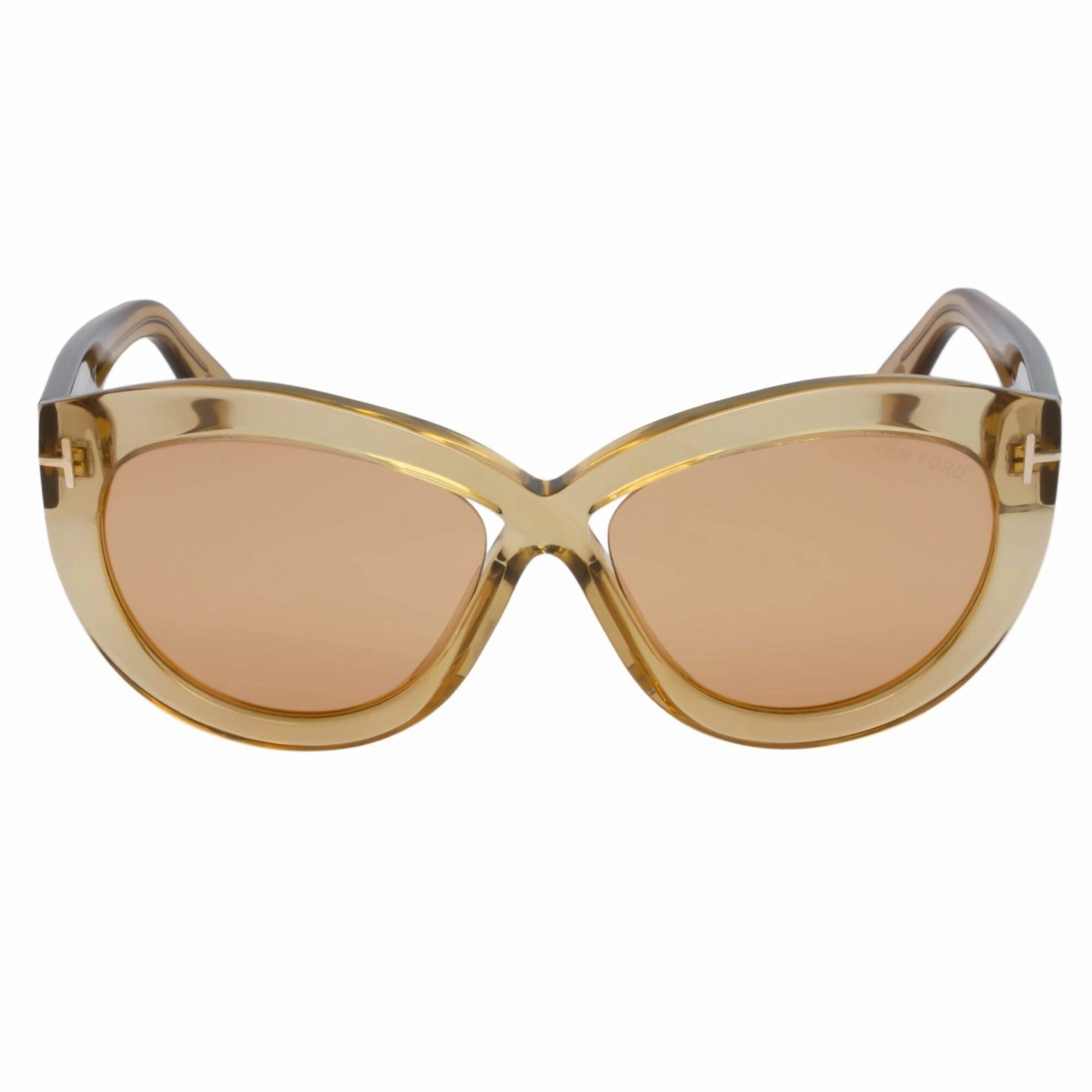 Tom Ford Women's Sunglasses - Shiny Light Brown Plastic Cat Eye Frame | FT0577 45E