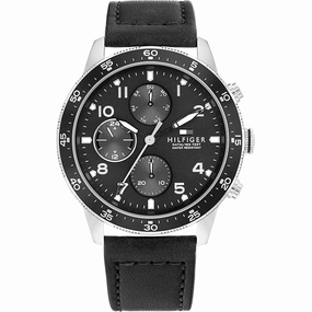 Tommy Hilfiger 1791947 Black Dial. Black Leather Men's Watch