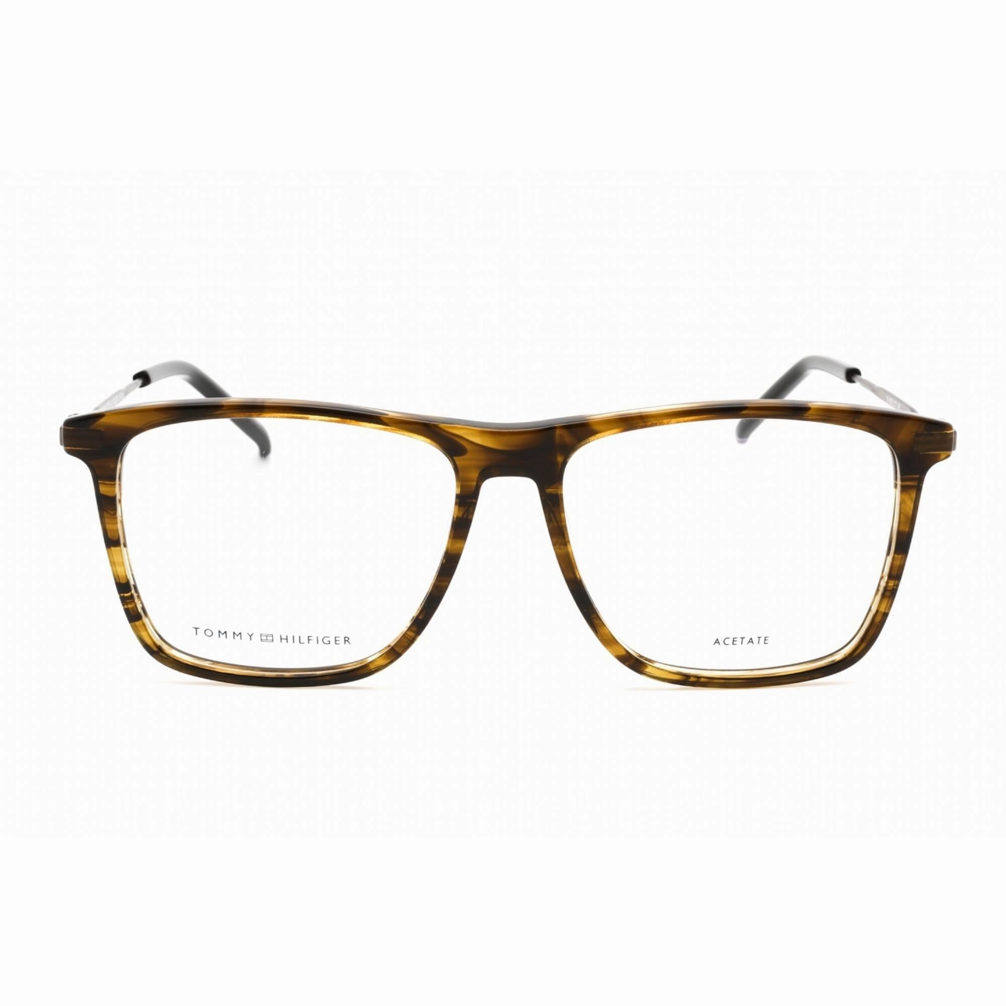 Tommy Hilfiger Men's Eyeglasses - Full Rim Khaki Horn Metal Frame | TH 1876 0517 00