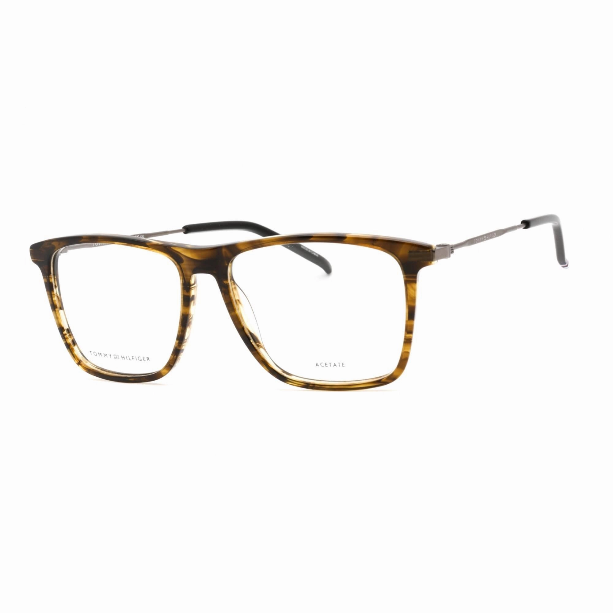 Tommy Hilfiger Men's Eyeglasses - Full Rim Khaki Horn Metal Frame | TH 1876 0517 00