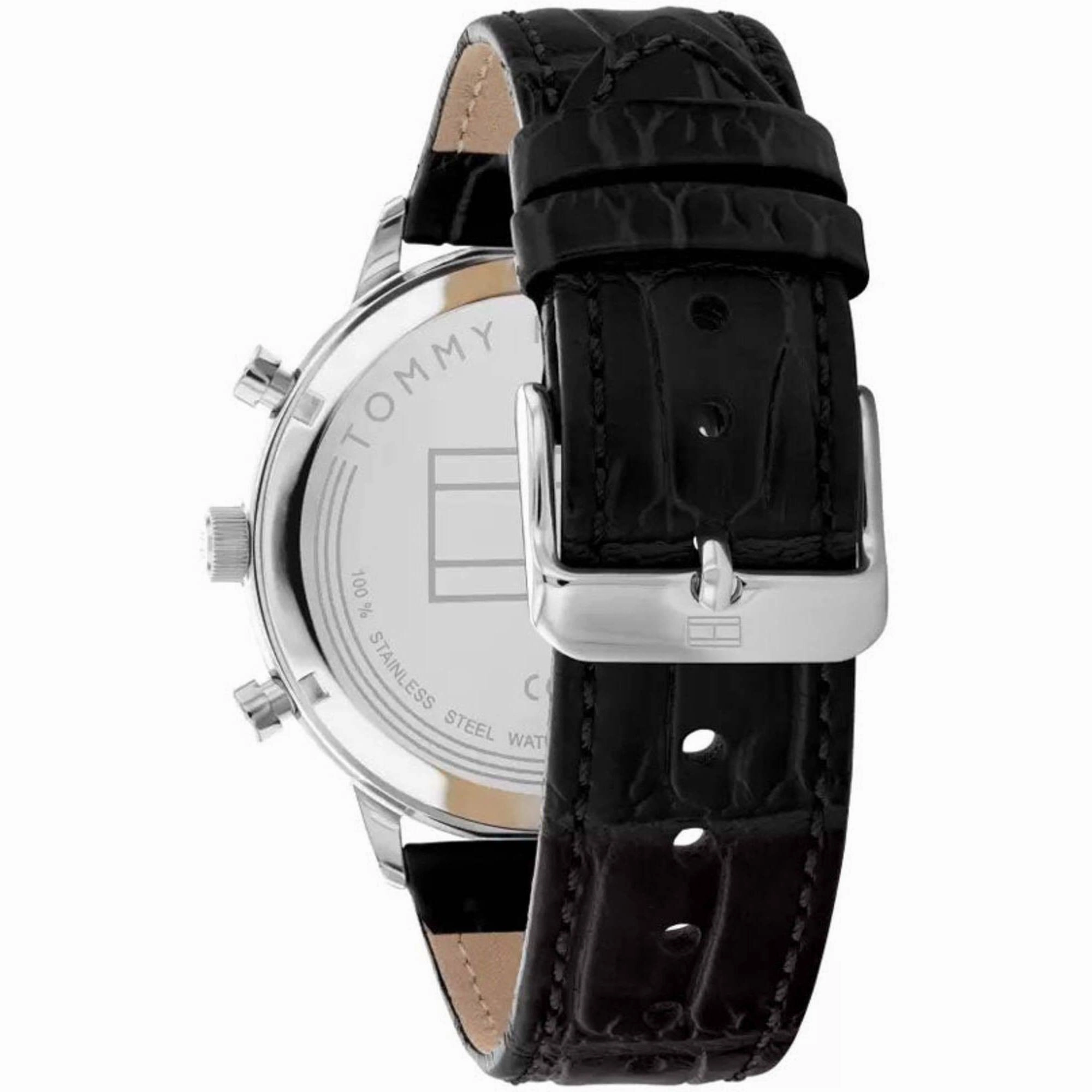 Tommy Hilfiger Men's Watch - Leonard Green Dial Black Leather Strap Quartz | 1791985