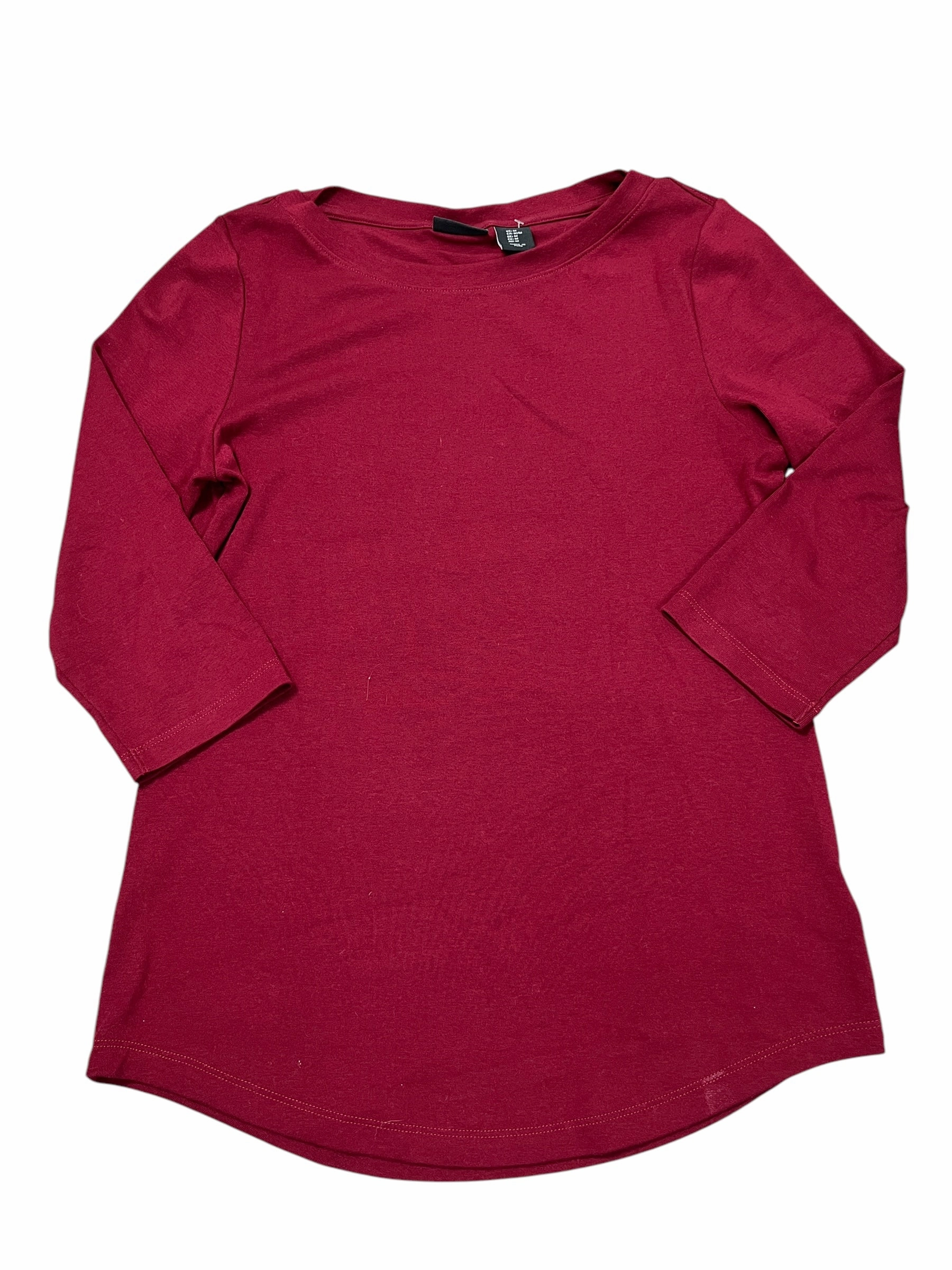 Top 3/4 Sleeve Basic By Jones And Co In Red, Size:M