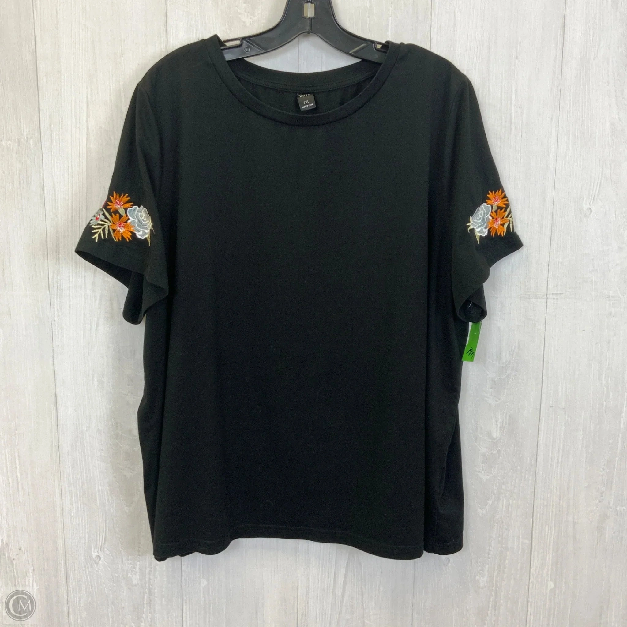 Top Short Sleeve Basic By Shein In Black, Size: 3x