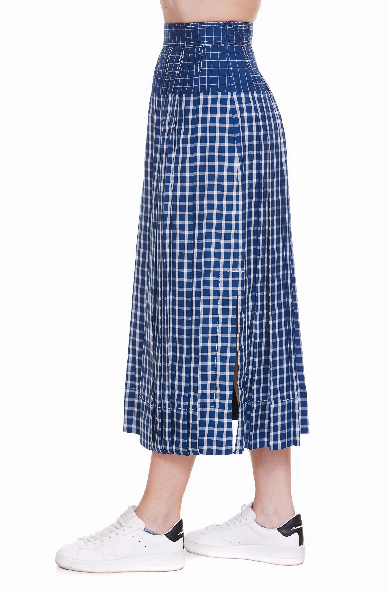 Tory Burch Picnic Plaid Pleated Midi Skirt