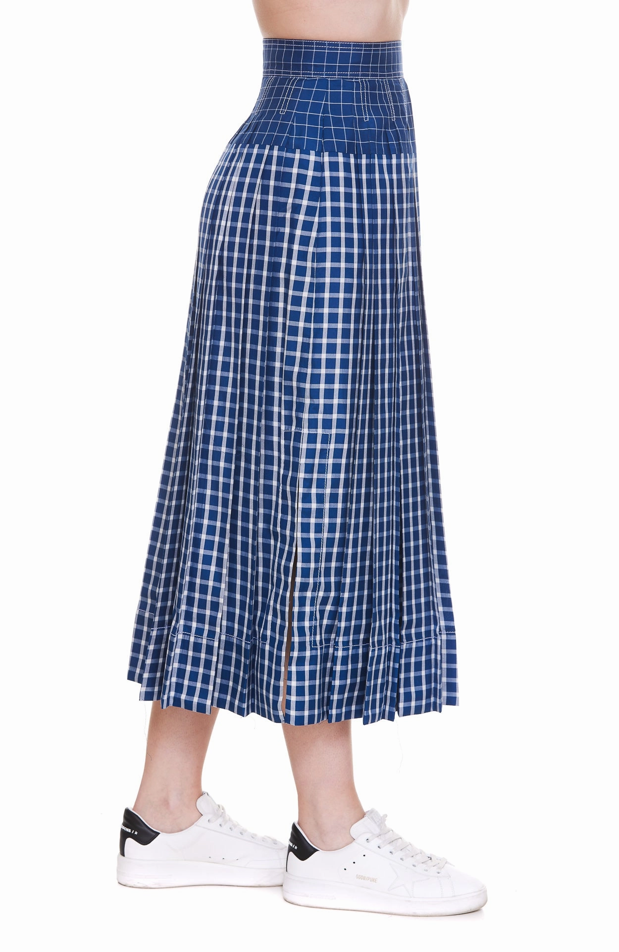 Tory Burch Picnic Plaid Pleated Midi Skirt