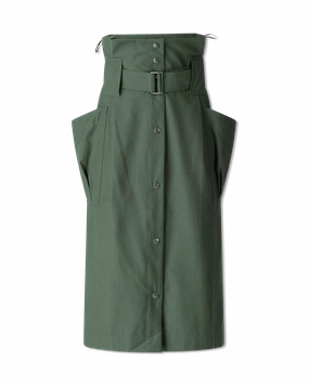 Twill Belted Midi Skirt