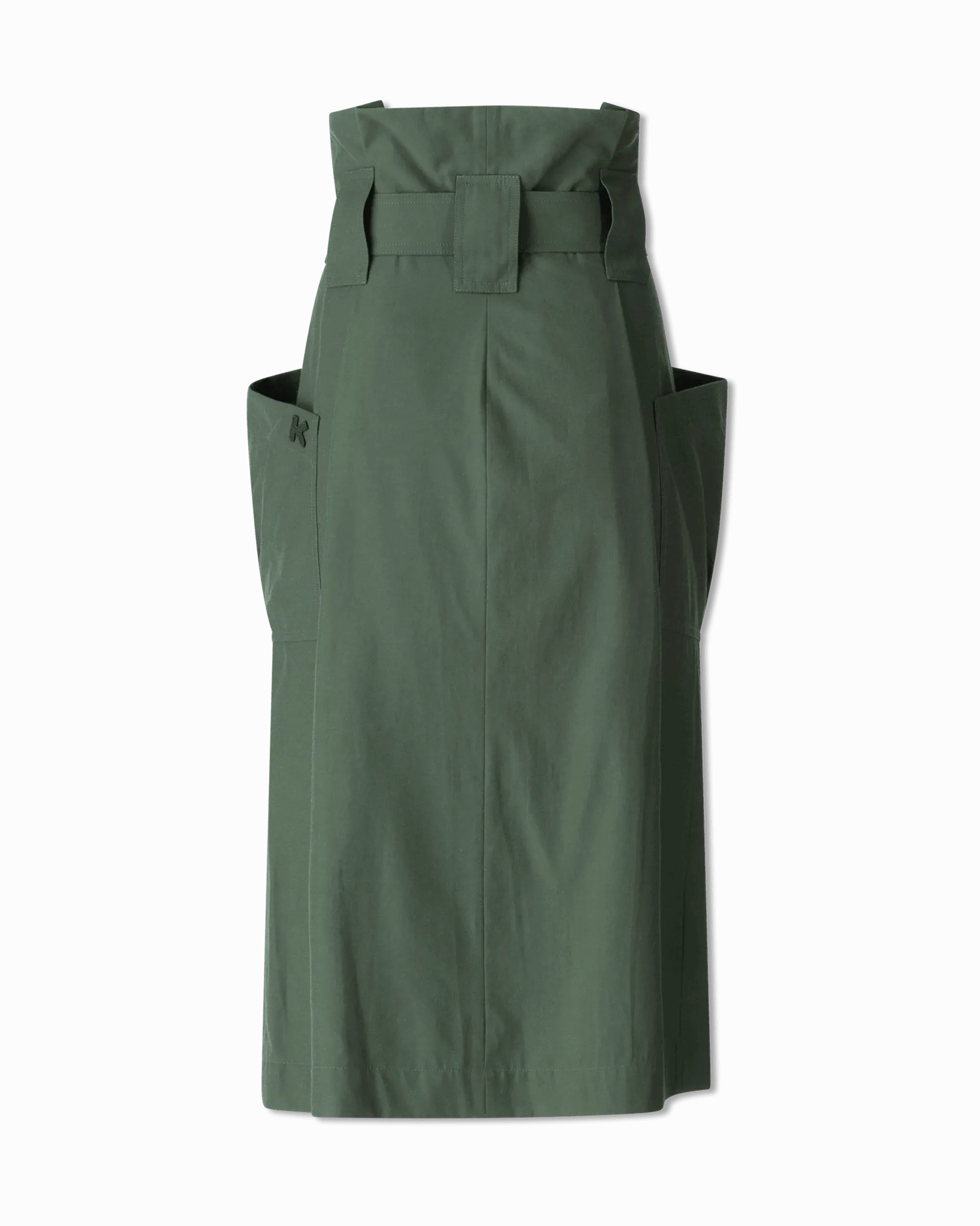 Twill Belted Midi Skirt