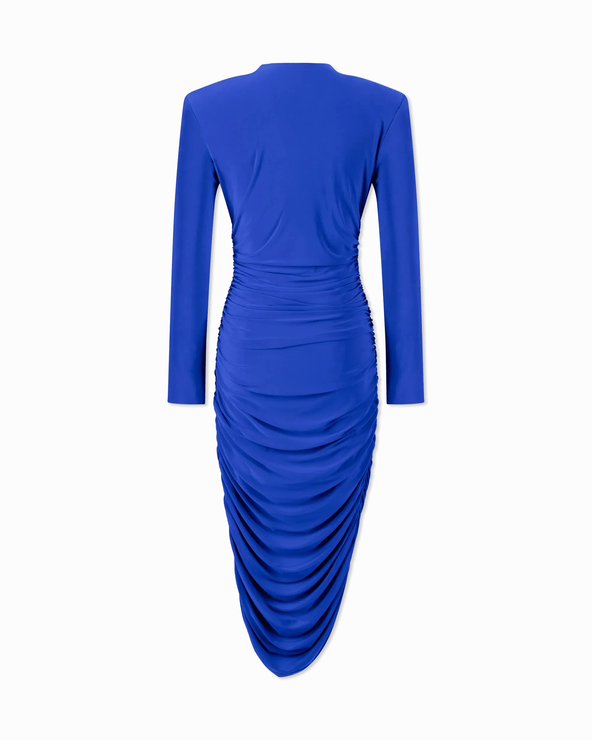 V-Neck Shirred Knee-Length Dress