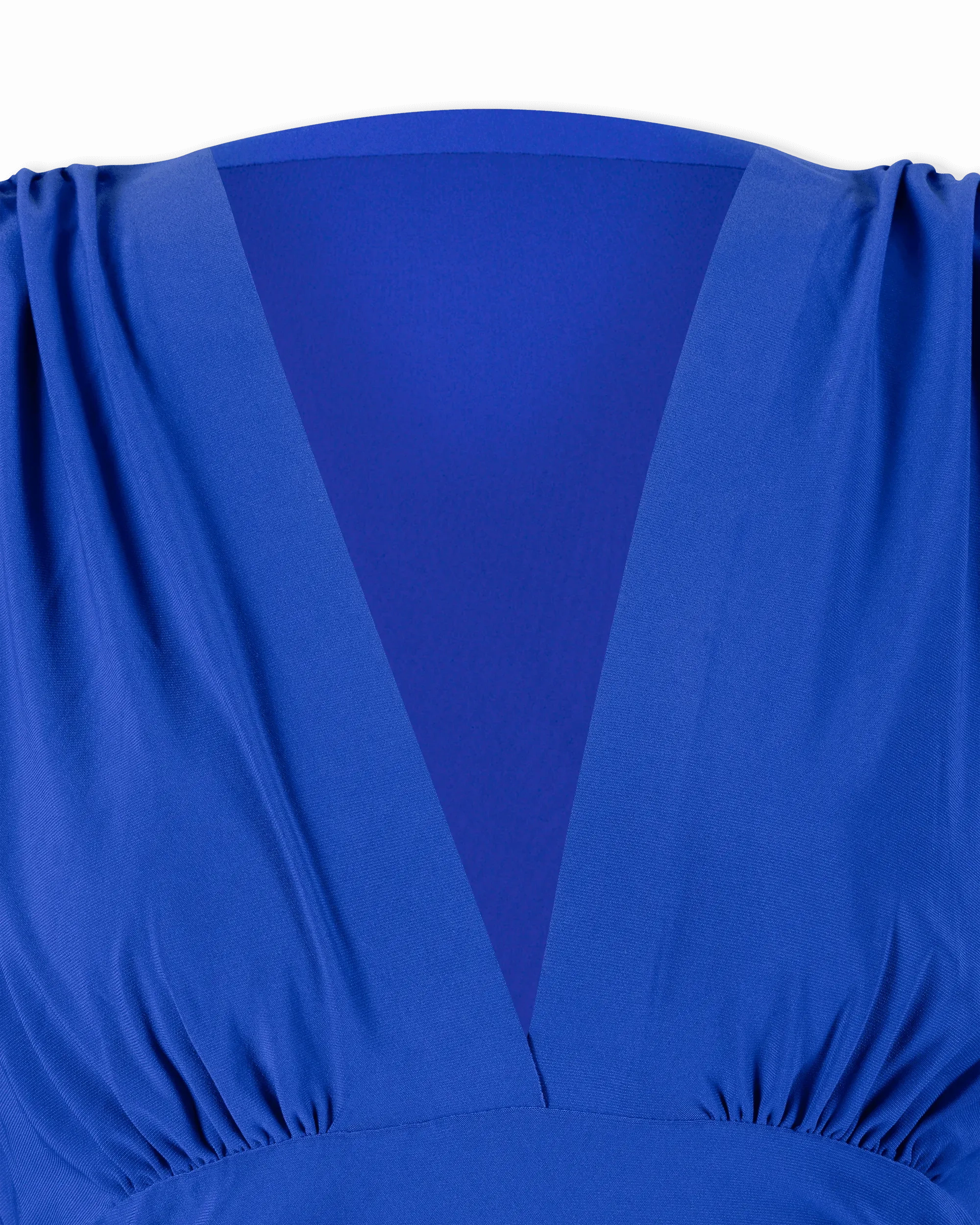 V-Neck Shirred Knee-Length Dress