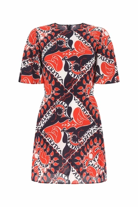 Valentino Allover Graphic Printed Crewneck Dress