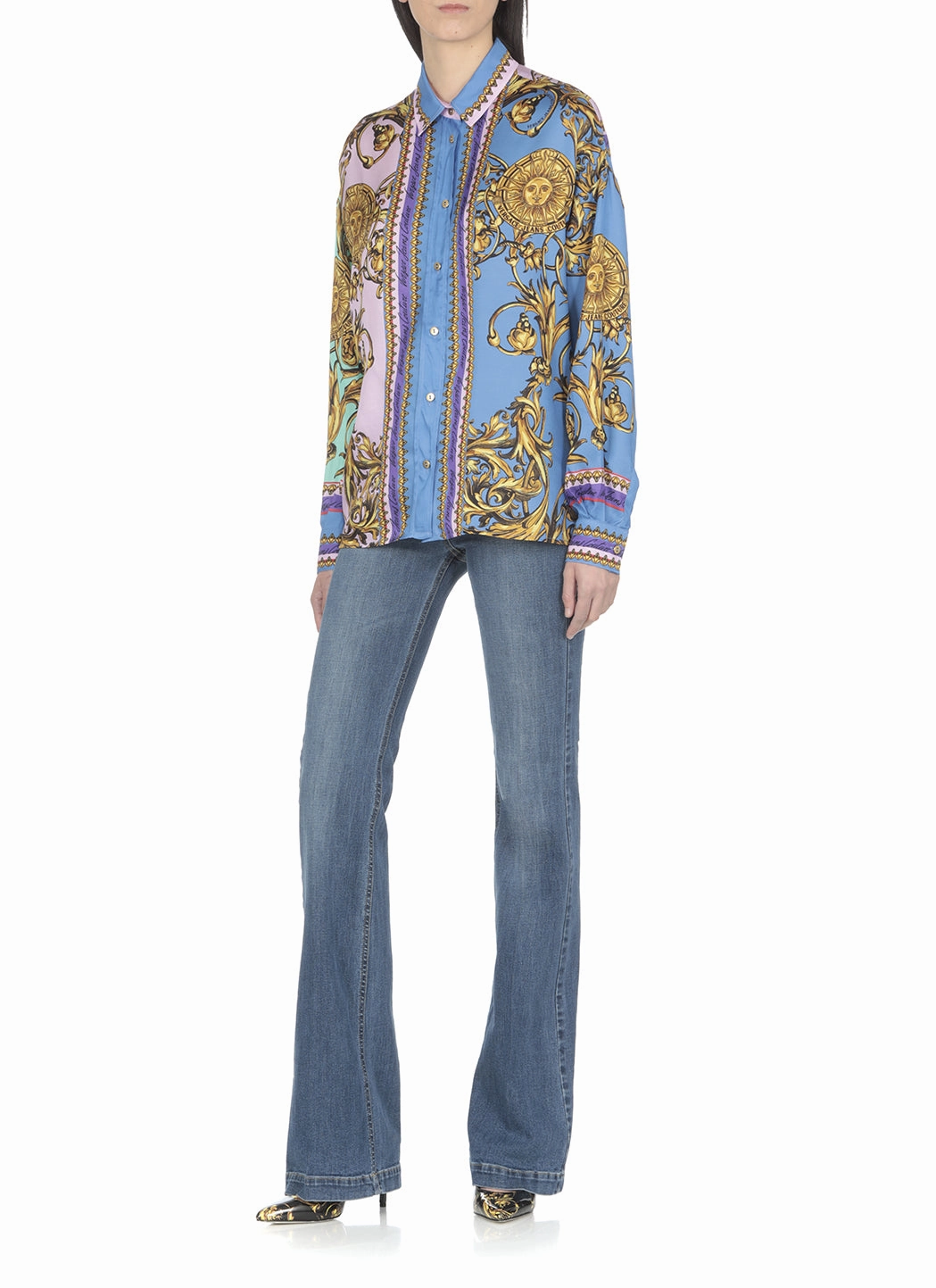 Versace Jeans Couture Sun Flower Garland Print Long-Sleeved Shirt