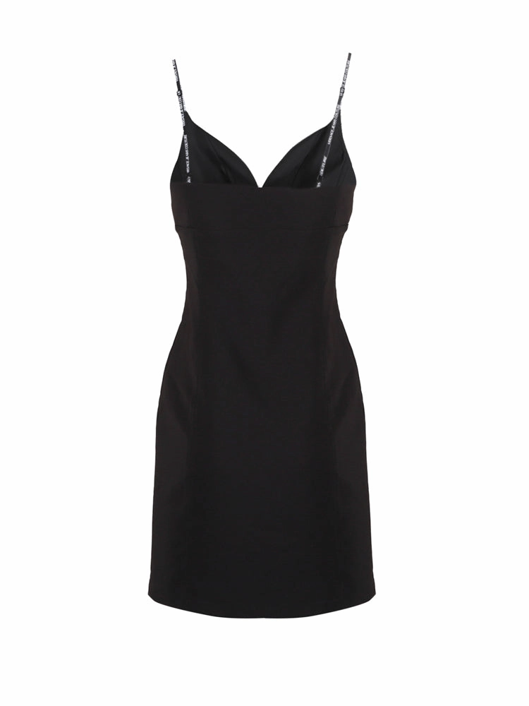 Versace Jeans Couture V-Neck Logo Straps Mini Dress