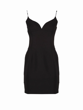 Versace Jeans Couture V-Neck Logo Straps Mini Dress