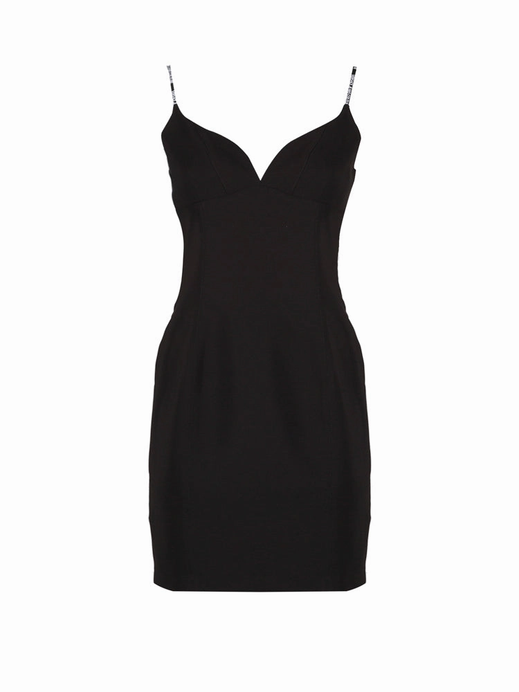 Versace Jeans Couture V-Neck Logo Straps Mini Dress