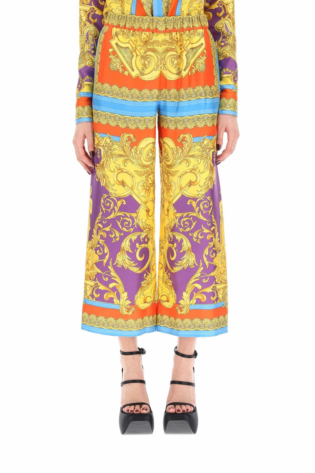 Versace Medusa Renaissance-Print Wide Leg Culottes