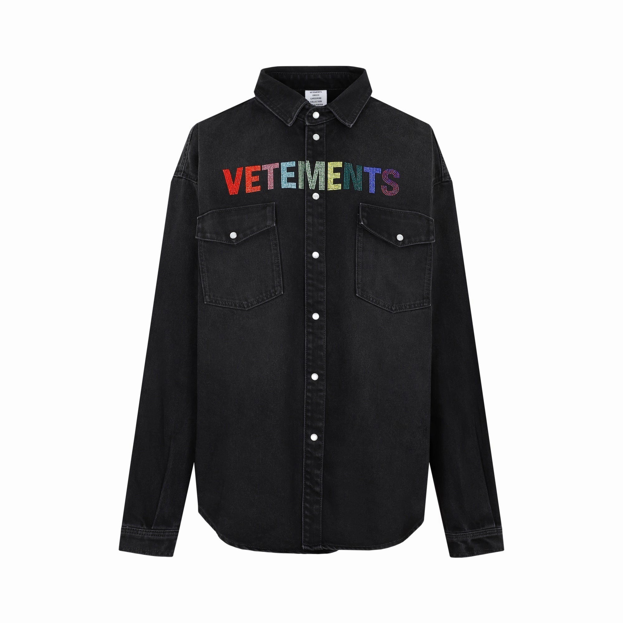 Vetements Logo Embellished Denim Overshirt