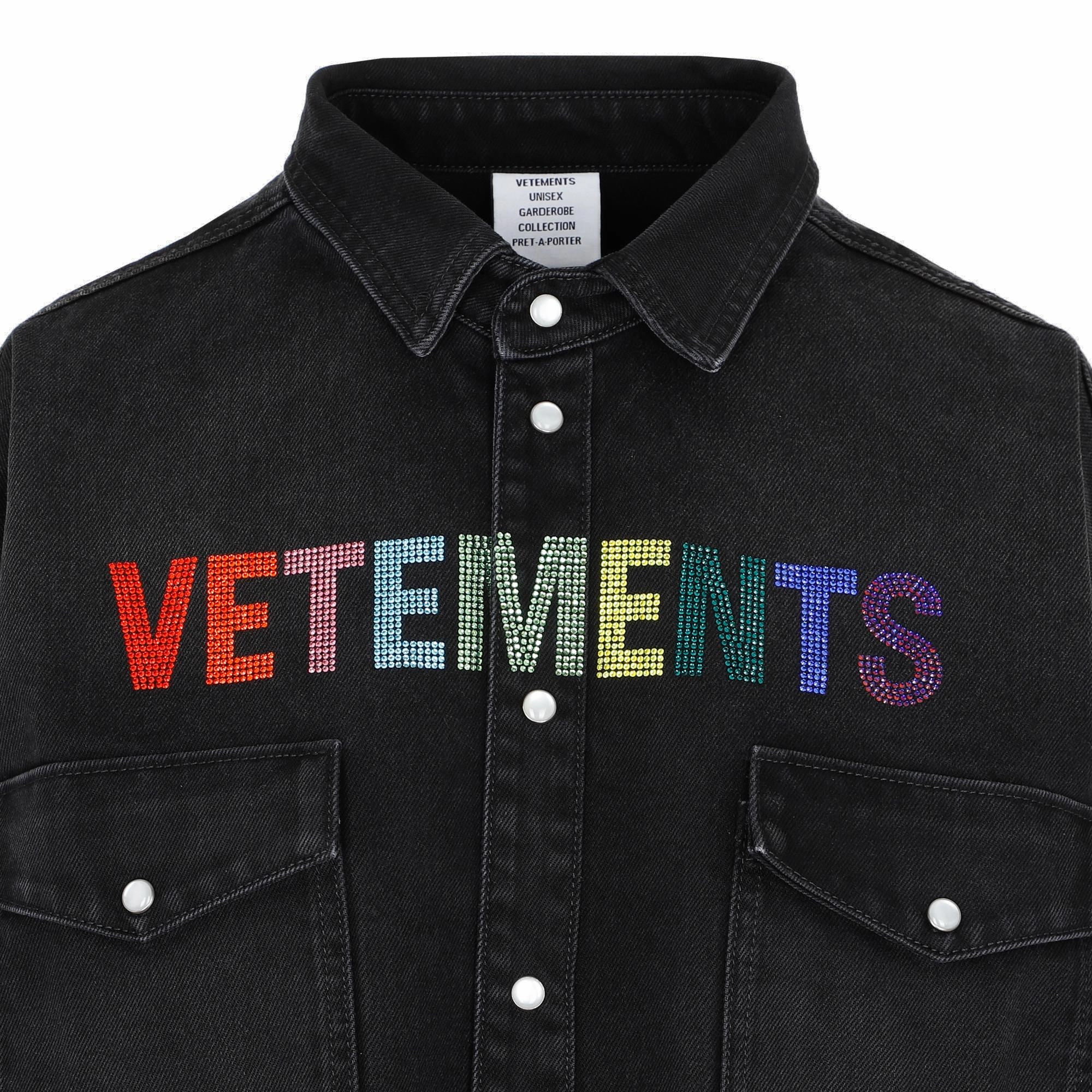 Vetements Logo Embellished Denim Overshirt