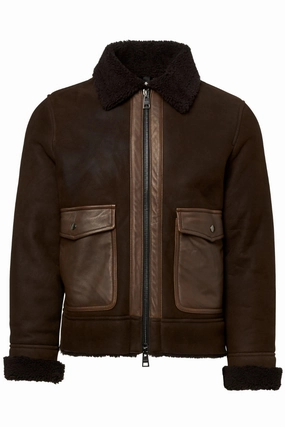 Waxed Shearling Bomber Jacket
