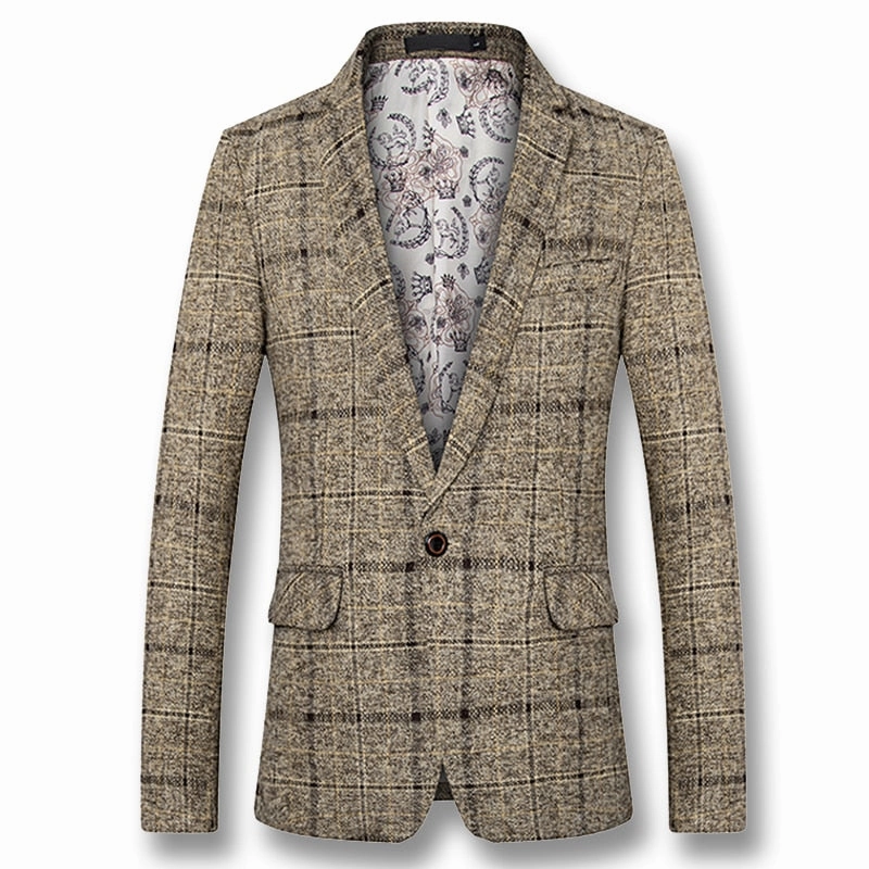 West Louis™ Autumn Plaid Men Blazer