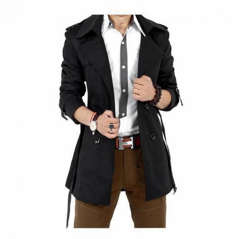 West Louis™ Brand Double Breasted Windbreaker Coat